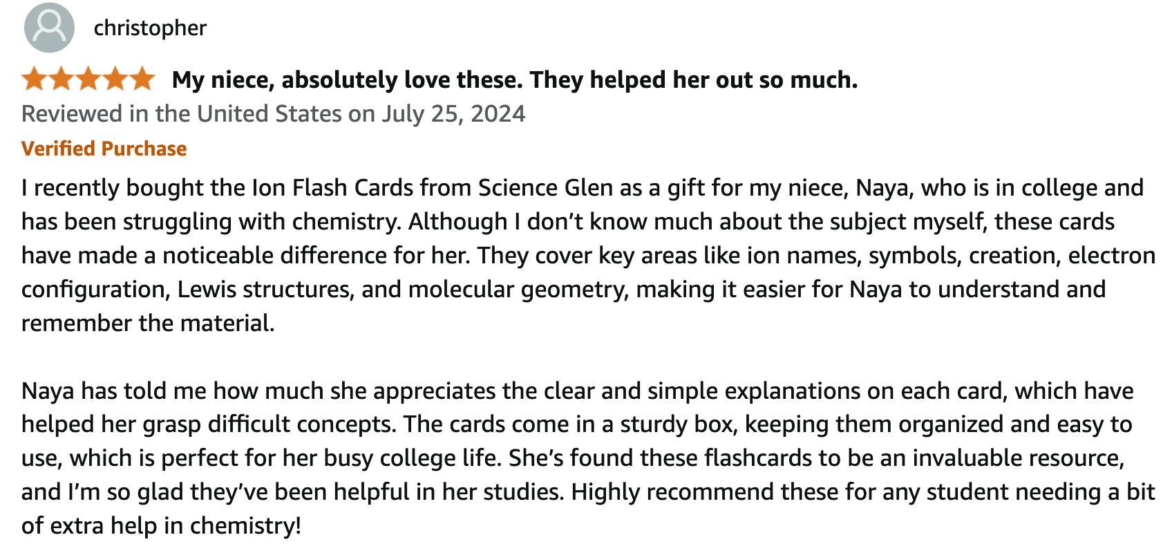 5 star review of Ion Flash Cards